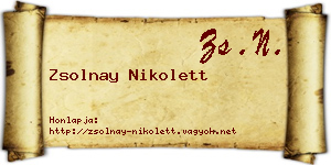 Zsolnay Nikolett névjegykártya